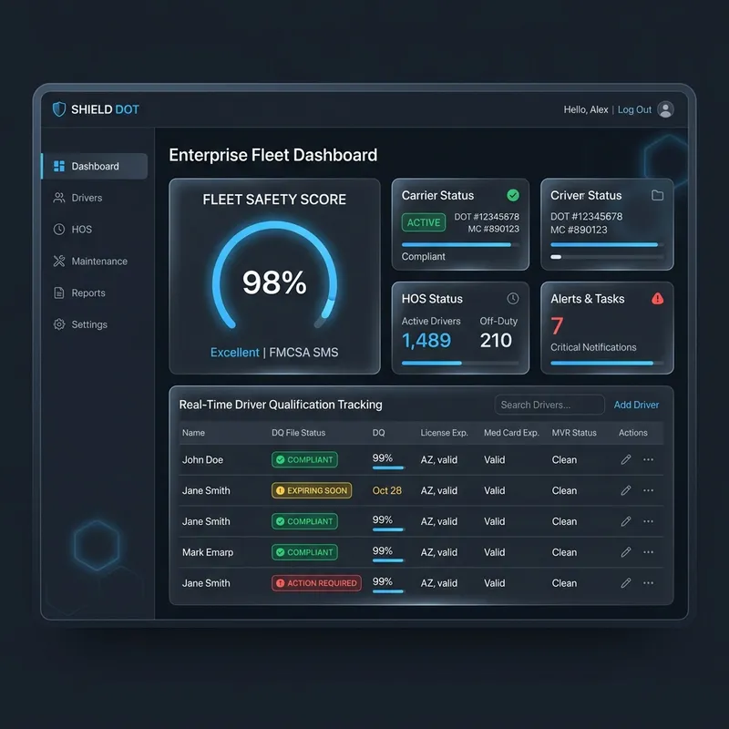 Fleet Compliance Dashboard Mockup